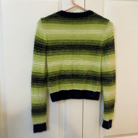 Aritzia Sunday Best Sweater Womens S Eyelash Fuzzy Stripe Crop Long Sleeve - Picture 5 of 6